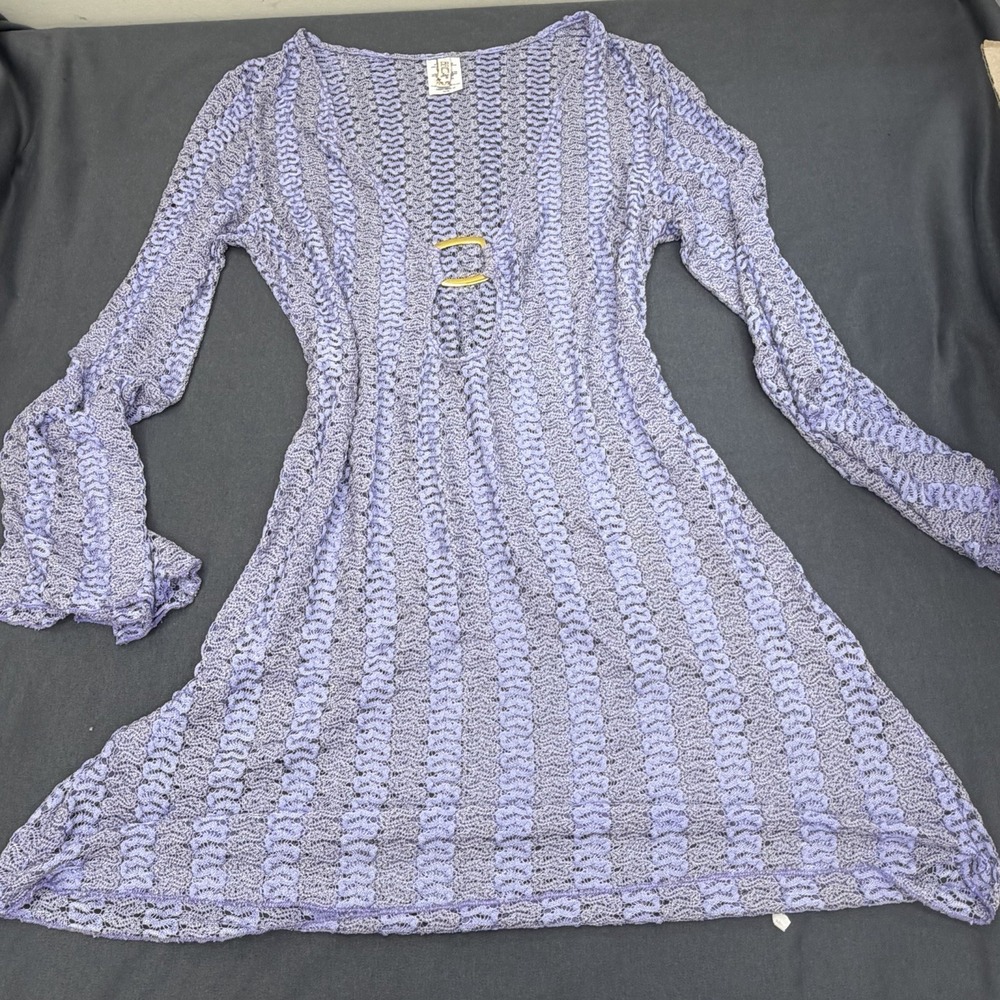 NWT Becca by Rebecca Virtue Golden Crochet Tunic Swim Cover Up Purple Size MD